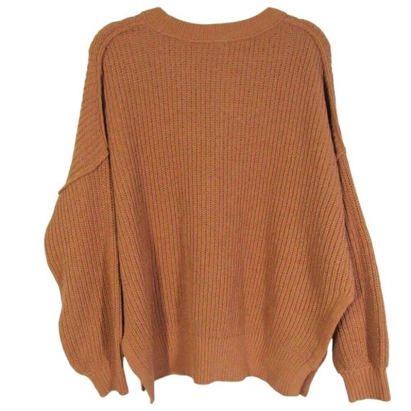 Aerie Oversized Mocha Brown Long Sleeve Tunic Sweater Size S Rib Knit Side Vents - Picture 4 of 9